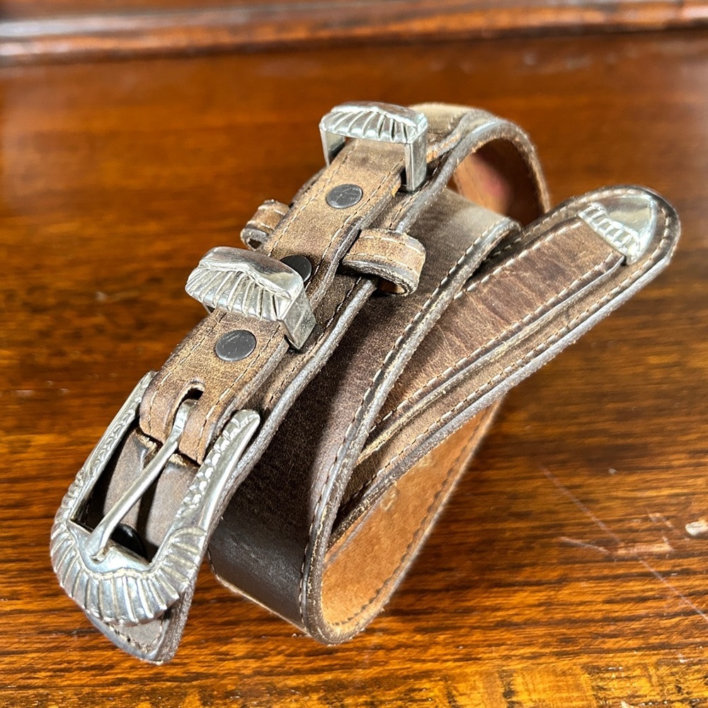 DDD/ 3-D Belt Brown Leather Western Ranger Buckle Set Size 26 - MINT Womens